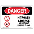 Signmission OSHA, Nitrogen Storage No Smoking No Open Flame, 14in X 10in Rigid Plastic, 10" W, 14" L, Landscape OS-DS-P-1014-L-1459